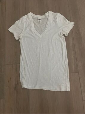 PINK Victoria's Secret White Slub Knit Tee